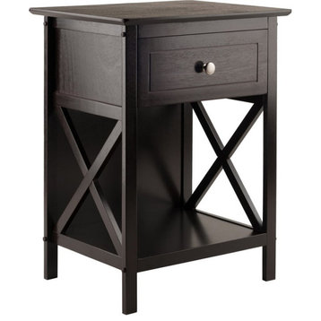 Winsome Xylia 1-Drawer Transitional Solid Wood Storage End Table in Coffee