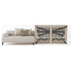 Square Arm Upholstered Fabric Straight Sofa, Beige, 66.1"
