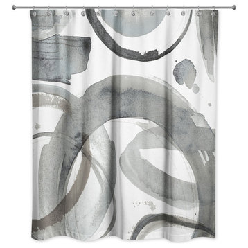Gray Abstract Circles 71x74 Shower Curtain