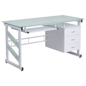 White Desk With 3-Drawer Nan-Wk-017-Gg