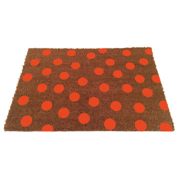 Polka Dot Coir Doormat, Orange, 24"x35"