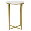 Hampstead Collection End Table - Modern White Marble Finish Accent Table...