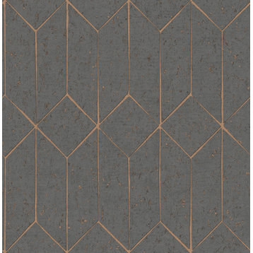 Hayden Charcoal Concrete Trellis Wallpaper Sample