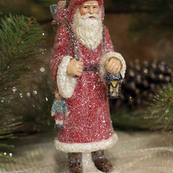 Sugared Santa Holding Lantern - Holiday Accents And Figurines