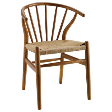 Flourish Spindle Wood Dining Side Chair, Walnut