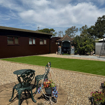 Paved Sitting Area Set Into Shingle at a Park Home