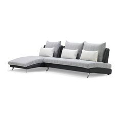 Palms Modular Sectional Sofa with Chaise and Chair Set - Black