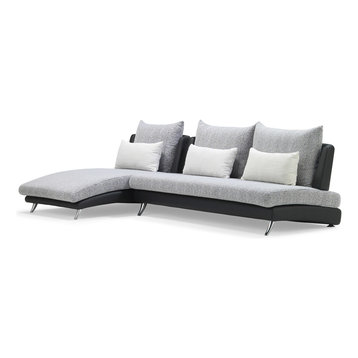 Palms Modular Sectional Sofa with Chaise and Chair Set - Black
