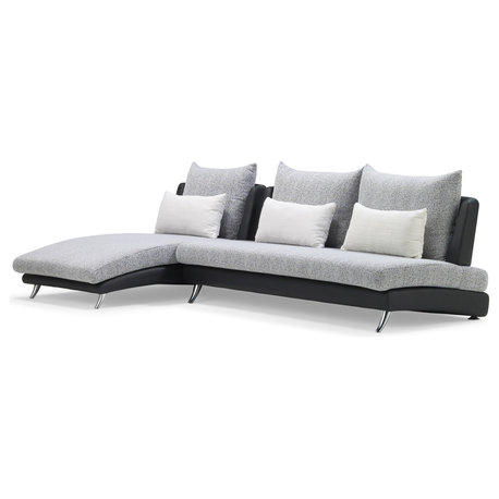 Palms Modular Sectional Sofa with Chaise and Chair Set - Black