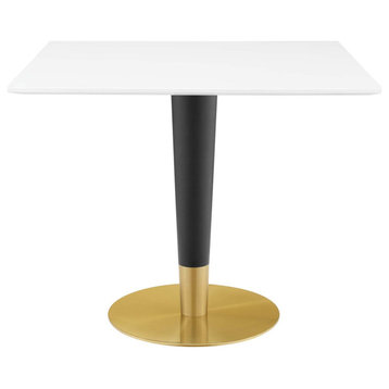 Zinque 36" Square Dining Table, Gold White