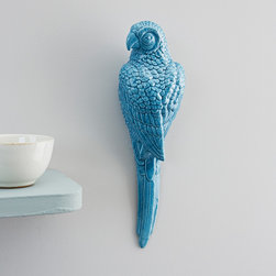 blue ceramic wall parrot - Wall Sculptures