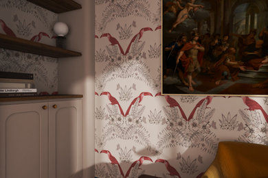 Example of an eclectic home office design in Other