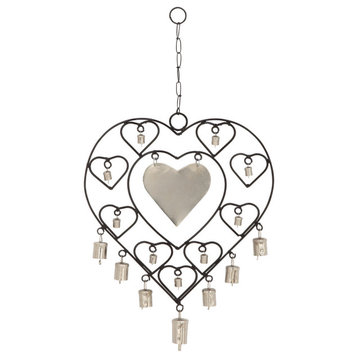 Silver Metal Eclectic Windchime, 12" x 1" x 22"