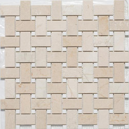 Crema Marfil/ Thassos Basketweave Mosaic Tiles - Mosaic Tile