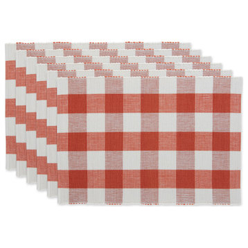 Dii Vintage Red Buffalo Check Ribbed Placemat, Set of 6
