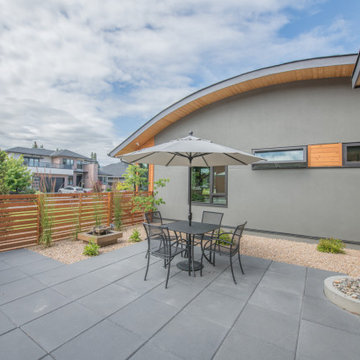Custom solar shade eyebrows over exterior windows