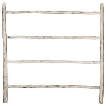 Decorative Wood Ladder With 4 Rungs, White