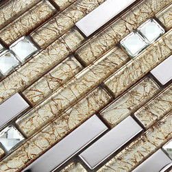 Stainless Steel Tiles with Porcelain Base Glass Mosaic Tile Pattern Diamond Tile - Mosaic Tile