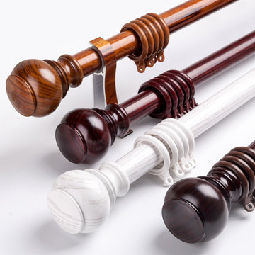 QYR44 1-1/4" Diameter Big Aluminum Alloy Wood Grain Single Double Curtain rod se