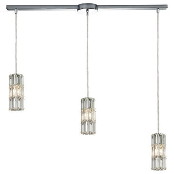 Modern Contemporary Luxe Three Light Chandelier in Polished Chrome Finish
