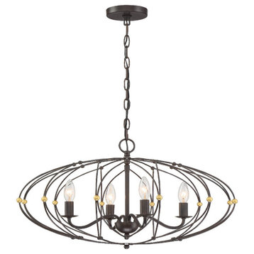 Crystorama Zucca 4-Light Chandelier in English Bronze And Antique Gold