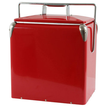 Amerihome Bt07536 Retro Style Picnic Cooler, Red
