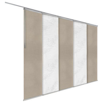 White-Alabaster 5-Panel Track Extendable Vertical Blinds 94"Hx58-110"W