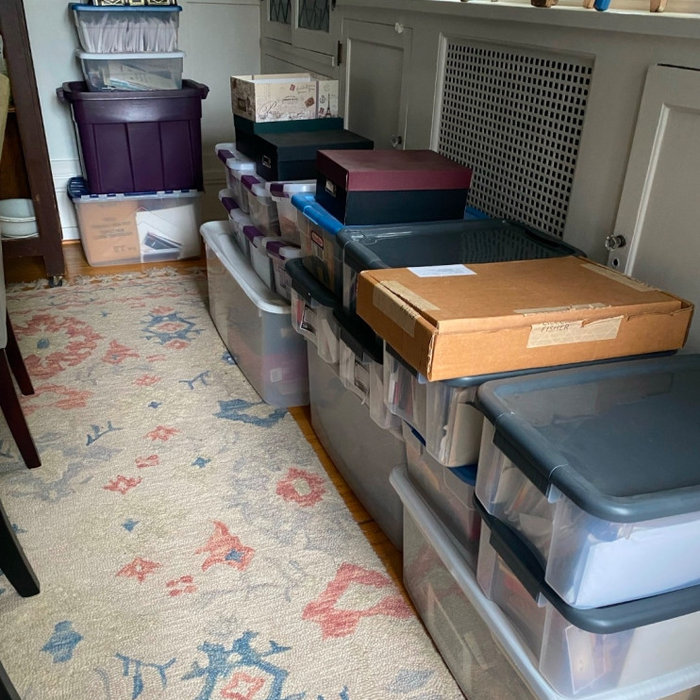 Thousands of photos in boxes