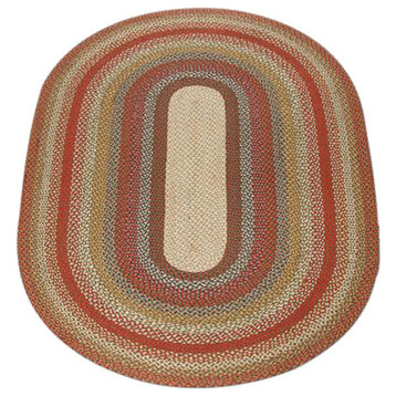 Honey, Vanilla and Ginger Braided Rug, 96"X60" Oval