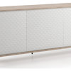 Lenox Buffet-Server, Light Oak Melamine Frame With White Pattern Melamine Doors
