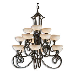 UtterMost - Legato 15-Light Chandelier by UtterMost with Cream Glass Finish - Chandeliers