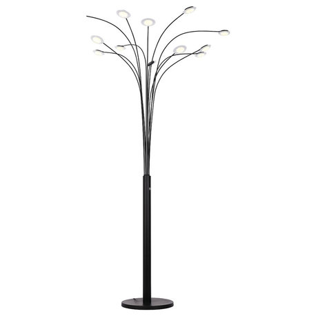 Artiva USA 84" Quan Money Tree Arch Floor Lamp, Touch Dimmer, Matte Black