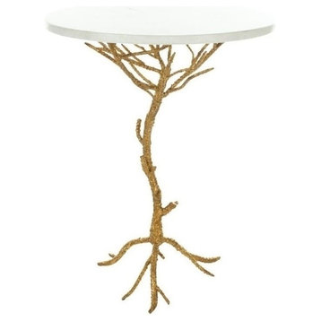 Carolyn Accent Table - White, Gold