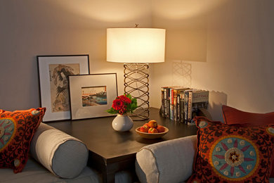 Mid-sized trendy enclosed family room photo in DC Metro with beige walls, no fireplace and no tv