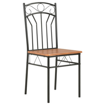 vidaXL Dining Chairs 2 Pcs Side Chair Wood Top Metal Frame Seating Brown MDF