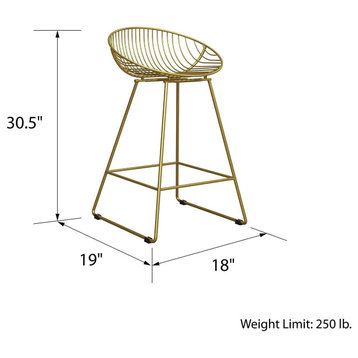 Classic Style Counter Bar Stool, Brass