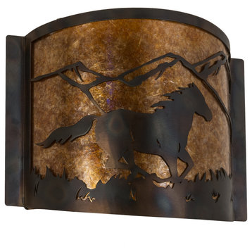 12 Wide Running Horses Wall Sconce
