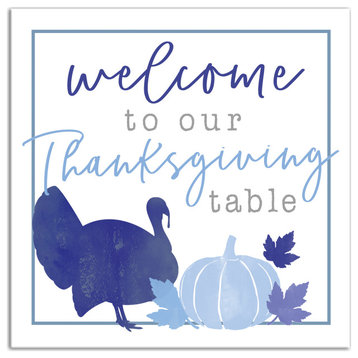 Welcome Thanksgiving Table 16x16 Canvas Wall Art