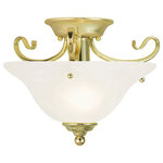 Livex Lighting - Coronado Ceiling Mount, Polished Brass - Classic polished brass one light semi flush mount paired with white alabaster glass. Timeless in its vintage appeal, this light is stylish for both new and restored homes.