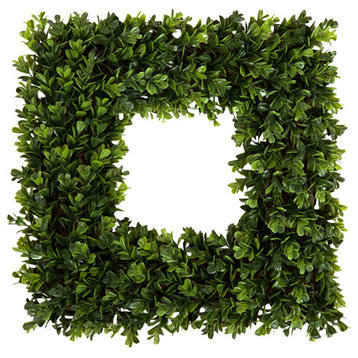 Pure Garden Square Boxwood Wreath, 16.5 inchx16.5 inch