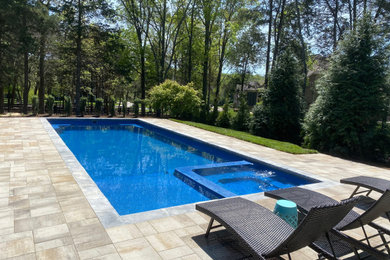 Imagen de piscinas y jacuzzis naturales contemporáneos grandes en patio trasero