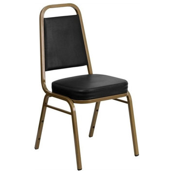 Flash Furniture Hercules Stacking Banquet Stacking Chair in Black and Gold