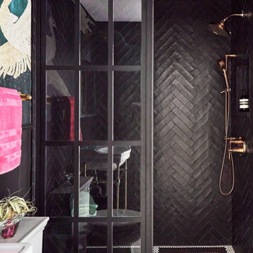 Black and Teal Guest Bath