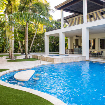 Infinity Edge Freeform Backyard Resort-Style Pool in Parkland Florida