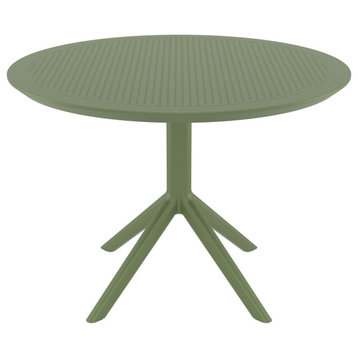 Sky Round Dining Table 42" Black, Olive Green