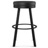 Amisco Swice Swivel Counter and Bar Stool, Charcoal Black Faux Leather / Black Metal, Counter Height