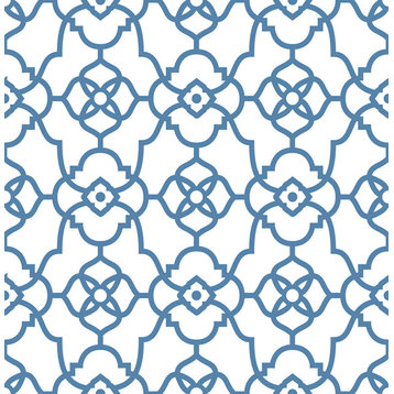 Atrium Blue Trellis Wallpaper Bolt