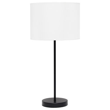 Simple Designs Black Stick Lamp With White Fabric Shade