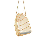 Sika Design - Renoir Exterior Hanging Swing Chair, Natural - Sunbrella Sailcloth Seagull Cushion - The Renoir Outdoor Hanging Chair by Sika Design brings an artful, airy touch to outdoor spaces. Based on a 1940s design, the chair hangs from a thick braided rope and features a simple basket-like shape with a flat seat. Wrapped in ArtFibre� a proprietary polyethylene material with the look and flexibility of natural rattan, the AluRattan� aluminum frame stands up to any weather conditions. Maintenance-free and designed to endure through year-round outdoor use, the Renoir is an idyllic spot for relaxation in the garden or on a patio or deck.