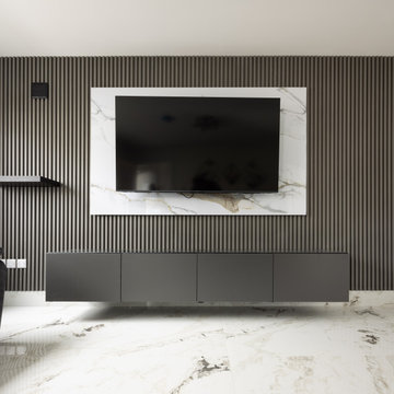 Wall Panel and White Jaguar Marble - The Living Room